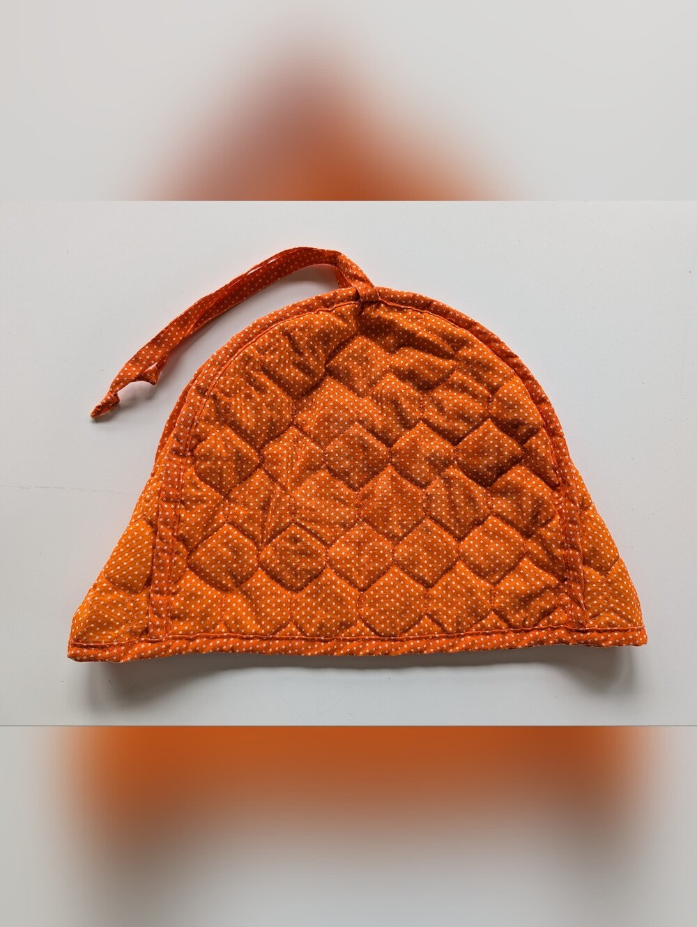 1970s Mushroom Quilted Toaster Cover Vintage Orange - Picture 3 of 4